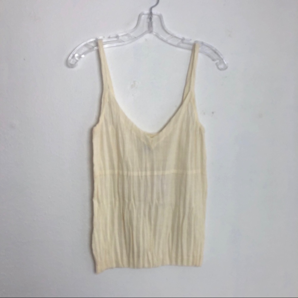 Evelyn Wool Blend Crinkle Tank in Eggshell L NWT